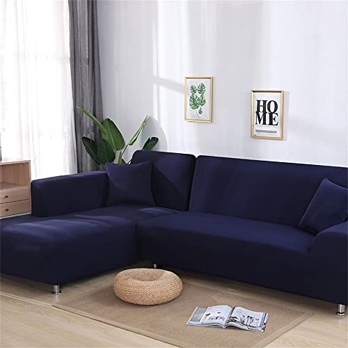 Corner Sofa Cover Modern LShaped Couch Slipcover Elastic Stretch Furniture Protector for Chaise Longue Universal Fit (Navy Blue Part A235300cm)