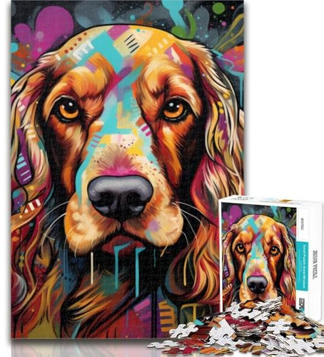 Puzzle 1000 pièces pour Adultes, Motif Graffiti Cocker Spaniel Anglais, pour Adolescents, pièces entièrement emboîtables et de Formes aléatoires, 75x50cm