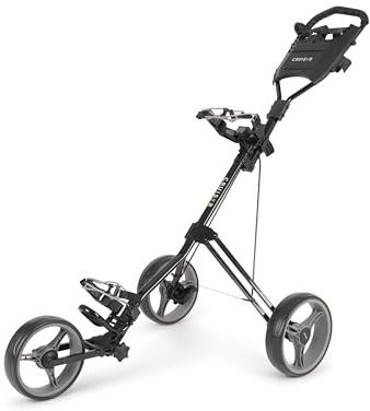 CRUISER GOLF CR-5 Golf Trolley – 3 Wheel Lightweight Push Golf Cart, Easy Fold Design, Fits Stand & Cart Bags, Adjustable Bag Support, Sturdy Classic Durable Build