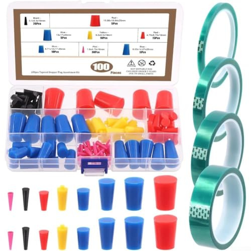 105Pcs Silicone Rubber Kit with PET Masking Tape and Storage Box for Use in Industrial Coating and Plating