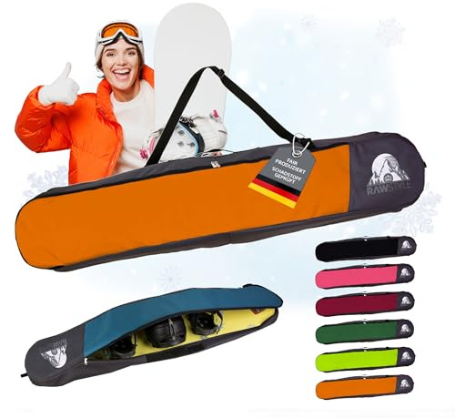 Snowboard väska – vattentät snowboardväska – snowboardryggsäck med robust dragkedja – boardbag för bräda, hjälm och skor – huvudfack med separata områden (orange 130)