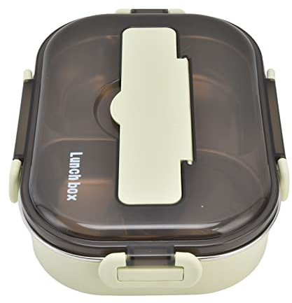 Alomejor Lunch Box Portatile per Bambini in Acciaio Inossidabile Box a Quattro Scomparti a Tenuta Stagna per Campeggio in Ufficio Scolastico con Set di Cucchiai per Zuppiera e