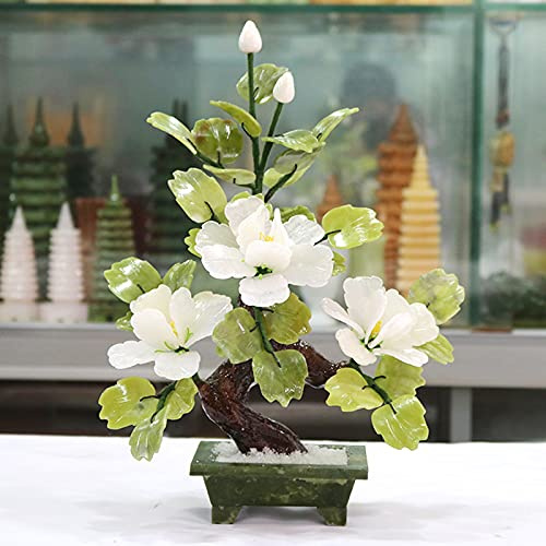 Konstgjord växt Bonsai Blommor Jade Krukväxt Pion Blomsterdekoration för heminredning Jade Carving Bonsai