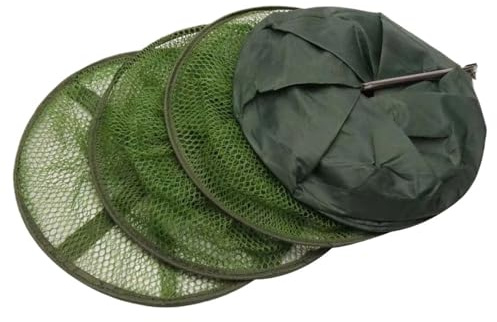 Fiskfälla, Fishing Net Basket Foldable Stainless Steel Floating 115x25x25 cm Green