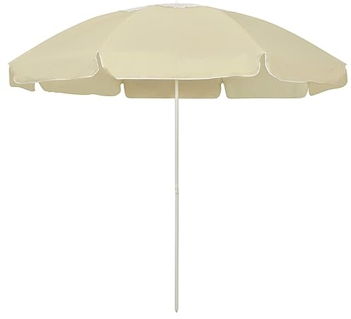 Kaloriko Parasol de Plage Jaune Sable en Polyester 240 cm avec Toile Anti-UV et Fonction inclinable, mât Robuste 28 mm pour Jardin, terrasse, Balcon, Protection Soleil et Pluie, Design Floral élégant