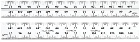 Starrett CB150-35 Millimeter Klinge für Kombinationswinkel, Sets und Winkelmesser, satiniertes Chrom-Finish, 19 mm Breite, 2 mm Dicke, 150 mm Größe