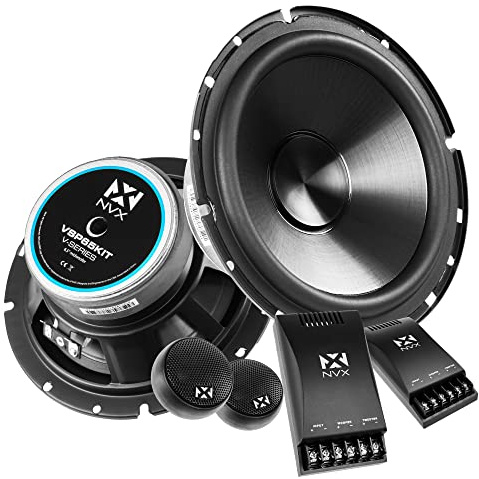 NVX® VSP65KIT 6.5 Premium Car Speakers, 750W Max, 250W RMS, 2-Way 6-1/2 inch Component System w/ 1 Silk Dome Tweeters & Passive X-Overs, Easy to Install in Cars/Trucks/Doors (Pair)