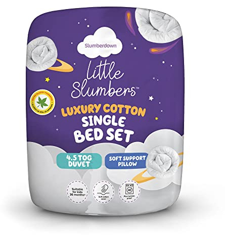 Slumberdown Anti Allergy Kids 4.5 Tog Single Duvet & Pillow Set - Allergy UK Approved Lightweight Single Quilt for Children Aged 3+ | UK Made, Soft Touch & Washable (135 x 200cm)