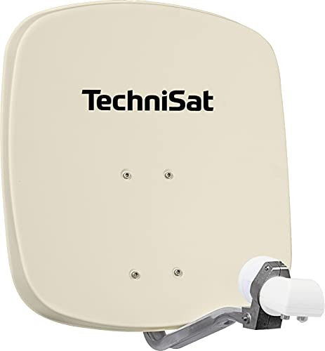 TechniSat DIGIDISH 45 - Antenna parabolica per 2 utenti (sistema satellitare piccolo da 45 cm - incl. staffa a parete, raccordo per montaggio su palo (30-63 mm) e doppio LNB universale) beige
