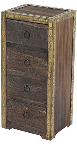 Mendler Kommode Duran, Schubladenkommode Schrank, 4 Schubladen 70x33x26cm Shabby-Look Vintage - braun