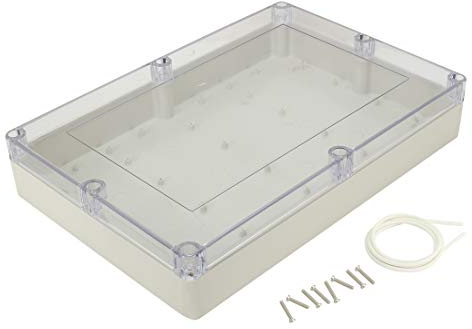 Sourcingmap 15x10.2x3.35(380mmx260mmx85mm) Waterproof Large ABS Junction Box Universal Electric Project Enclosure Clear Cover Case
