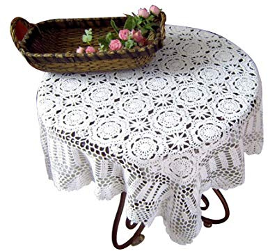 Laivigo New Handmade Crochet Lace Square Table Cloth Doilies Doily,31 Inch,White