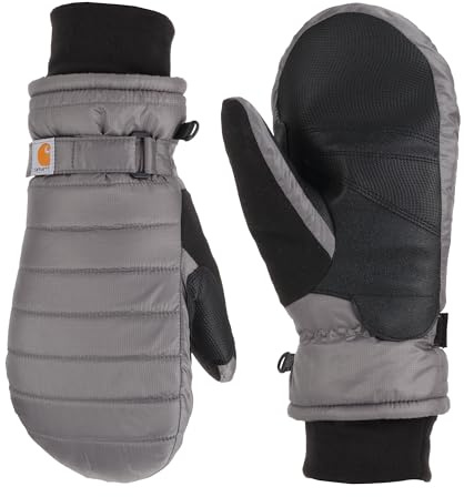 Carhartt Women's Waterproof Insulated Quilted Knit Cuff Mitten, Charcoal, Small