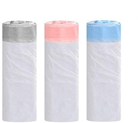 3 rotoli di sacchetti per la spazzatura da 20 l, con manico con coulisse, resistenti e alti, inodori, per interni, camera da letto, cucina, ufficio (45 x 50 cm)