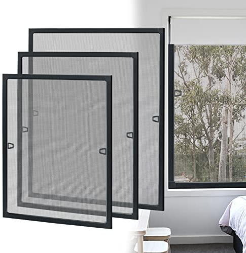 LZQ Moustiquaire pour fenêtre - Avec cadre en aluminium - Sans perçage ni vis - Noir - 100 x 120 cm