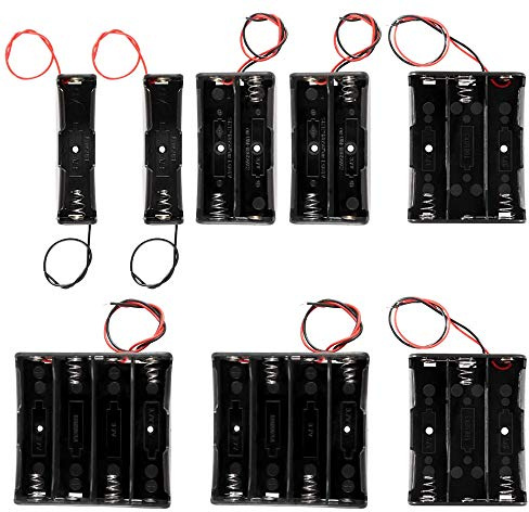 GTIWUNG 18650 batterifodral hållare med blytrådspaket, 8 st 1/2/3/4 x 3,7 V serien gör-det-själv batteriförvaringslådor, 1/2/3/4 fack, svart plastbatterifodral med stift + 5 st kabelremmar