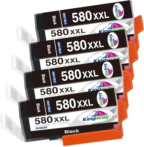 580XXL PGBK Patronen Ersatz für Canon PGI 580 XXL Schwarz Druckerpatronen Kompatibel mit Canon Pixma TR8550 TS6250 TS6150 TS9550 TR7550 TS8250 TR8500 TS6151 TS8251 TS8150 TS6251 TR7500 (4er Pack)