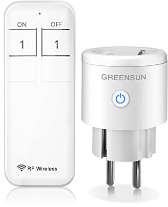 Presa Telecomando, GreenSun Presa Intelligente RF Wireless Smart Plug, Presa Smart con 1 Controllo Remoto Interruttore di Comando, Portata 30M, 3600W