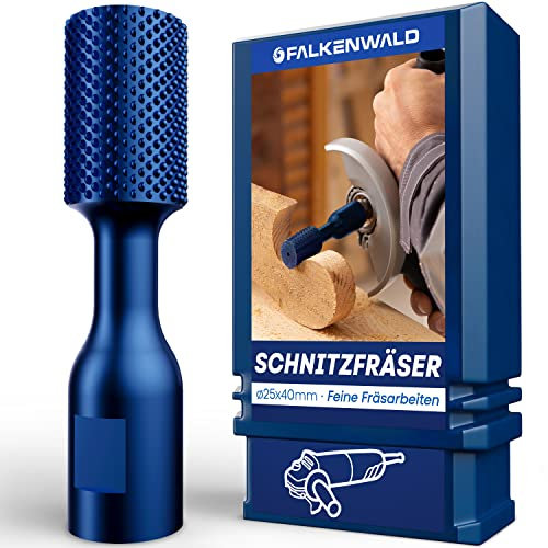 FALKENWALD® Zylinderfräser Holz 25mm Fein - Winkelschleifer Zubehör für Holzbearbeitung - Frässcheibe für Winkelschleifer - Fräsbohrer Holz Fräser - Zylinder Raspel