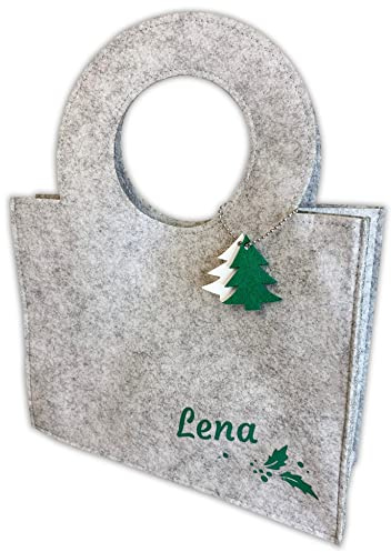 Unikatolo Filztasche Weihnachten mit Name Weihnachtstasche Weihnachtsbaum Wichtel Geschenk Verpackung Nikolaus