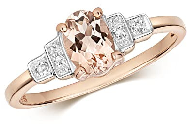EDS Jewels Funkelndes Feuer Raffinierter 9 Karat (375) Rotgold Diamant Damenring Brillant-Schliff H - PK mit Morganit WJS35614RSL