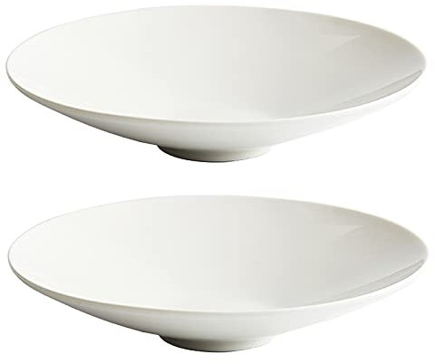 BOSUGE EIN Set aus 2 Keramiktellern, Spaghettischale, tiefer Teller, Mikrowelle, Ofen, spülmaschinenfest, Dessertteller, Salat-Spaghetti-Vorspeise, 25 cm