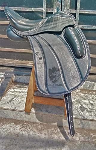 WILD RACE Leather Dressage Monoflap Changeable Gullets Medium Saddle (17)