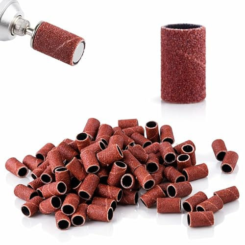 LALILL 100 Pcs. Capuchons Abrasifs, Grain 240 - Manchons Abrasifs, Bandes Abrasives, Perceuse à Poncer - Bandes de Soin des Pieds, Mandrin Coupe-Ongles - Accessoire pour Manucure, Pédicure