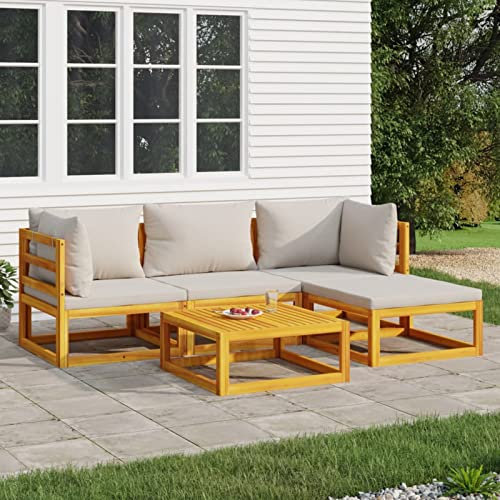 Tidyard 5-TLG. Gartenlounge Set, Balkon Lounge Sofa, Gartensofa Lounge, Terrassensofa, Loungesofa Outdoor, Loungemöbel Garten Holz, Gartenmöbel für Draußen, Massivholz