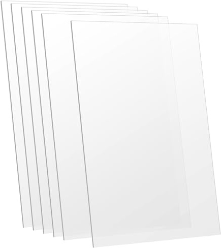 JAPCHET 6 PCS A4 Clear Acrylic Sheets, 2 x 297 x 210mm Transparent Plastic Acrylic Boards for Picture Frame, Painting, Craft Project