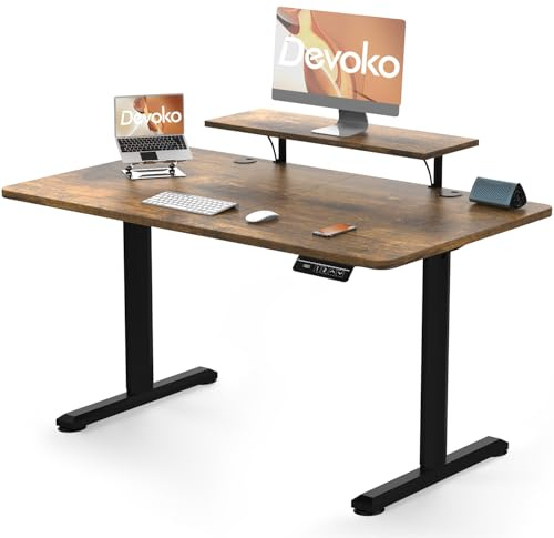 Devoko Scrivania da utilizzare seduti o in piedi, 120 x 60 cm, Marrone