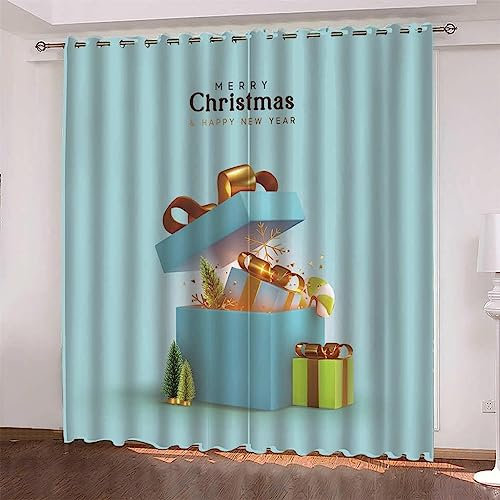 Kinder Vorhang Blickdicht Thermovorhang Kreative Blaue Geschenkbox Gardinen Wohnzimmer Vorhänge Kinderzimmer Geräuschreduzierung Dekoration Für Schlafzimmer Wohnzimmer Küche Fenster 140 X 16-4U1L+N9D