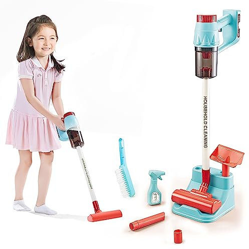 BUBBLEBAY Kinderstaubsauger Spielzeugstaubsauger für Kinder Kabelloser Staubsauger mit Funktion Kinderrollenspiel
