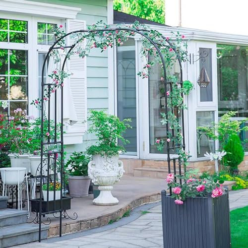 Arco per Rampicanti da Giardino Metallo Arco Arco per Rose Robusto Padiglioni Larghezza 120-320cm Altezza 240cm per Feste di Matrimonio Patio Pianta Rampicante Decor(300x240cm/9.8x7.9ft)