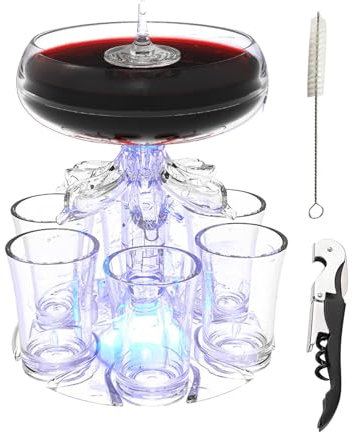 Lot de 1/6 distributeurs de verres à liqueur – Distributeur de liqueur à liqueur 6 pièces, 485 g, distributeur d'alcool en verre bio | Boisson à liqueur avec éclairage LED, accessoire de bar pour
