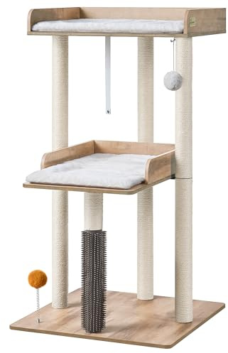 FourFurPets 111 cm - Tour d'arbre à chat moderne - Tour pour grands chats domestiques adultes - Grand arbre à chat avec griffoir - Grotte pour chats adultes - Grèce