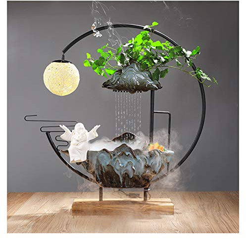 Fuente/Fuente de Interior Humidificador de objeto de fuente de agua Zen, hogar de la suerte, sala de estar, oficina, tienda, accesorios de escritorio, regalo de apertura Fuente Decorativa ( Color : M