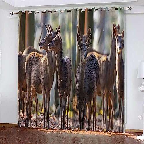Vorhang Blickdicht Gardinen Mit Ösen - 2 Stücke 2 X 70 X 160 Cm Verdunklungsvorhänge 3D Tier Elch Muster Thermovorhang Für Kinderzimmer Wohnzimmer Schlafzimmer Weihnachtsgardinen -7M5G7C5Z4B1E0I4O9I8Q