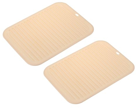 sourcing map 2 sottopentola quadrati in silicone per pentole e padelle calde, antiscivolo, resistenti al calore, per cucina, tavolo, piani di lavoro, piatti caldi, beige