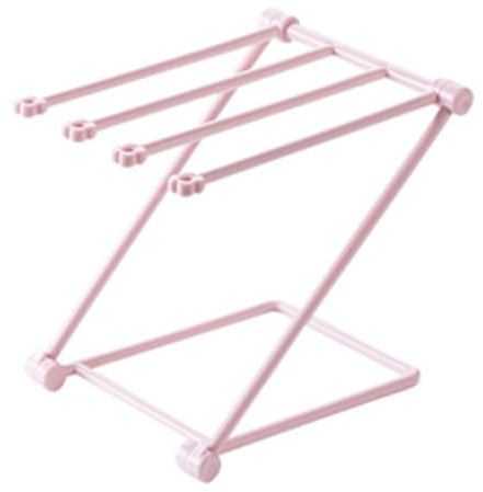 Tyenaza Porta Asciugamani Pieghevole Portasciugamani Verticale con 4 Bracci Porta Strofinacci Pieghevole Porta Asciugamani Piccolo Asciugamano per Casa (Rosa)