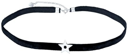 CPSLOVE Damen Stern Halsreife Halskette 925 Silber Ketten mit Stern Anhänger für Mädchen Elegante Choker Ketten mit Schwarze Seil Kette