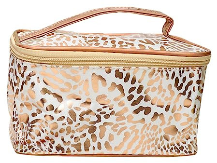 AUTSUPPL Kosmetiktasche Leopardenmuster Große Pu Leder Make up Tasche Mit Reißverschluss Damen Reise Organizer Kulturbeutel Für Kosmetik Und Toilettenartikel
