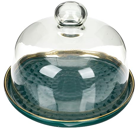 Ciieeo Juego de Bandejas para Servir Postres y Aperitivos Tapa de Vidrio Transparente, Material Cerámica Elegante, Fácil de Limpiar y Almacenar para Navidad y Acción de Gracias