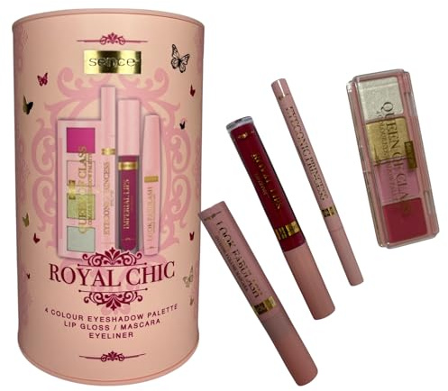 Set de Maquillaje 4 en 1: Paleta de Sombras, Brillo Labial, Máscara y Delineador Líquido Veganos, 4 Piezas Ideales para Cualquier Look