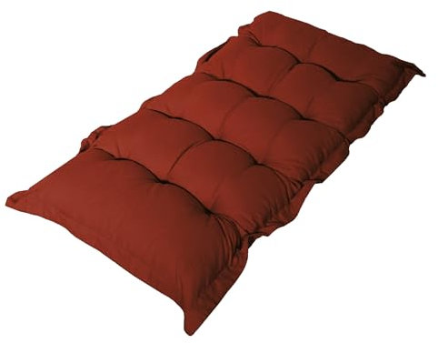 Déco Arts Bodenmatratze – großes Bodenkissen mit hohem Komfort – Futon Baumwolle für Wand, Bank, Liegestuhl etc. – Verwendung im Innen- & Außenbereich – 120 x 60 cm, Dicke 10 cm – Terrakotta