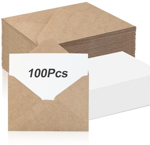Kraftpapier Umschläge mit Karten 100 Stück Briefumschlag Briefumschläge Kuvert Briefhülle Umschlag Briefkuvert für Hochzeit Gruß-Karten Einladungen (120 g | 16 * 11 cm)