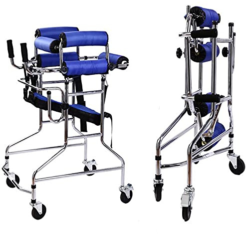 Caminador Andador Aluminio, entrenador de rehabilitación médica andador de pie, altura plegable ajustable con asiento de 4 ruedas