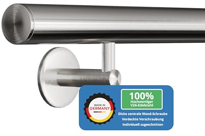 ID33® Konfigurierbarer Handlauf Edelstahl Ronde - Stabiles Treppengeländer - Edles Design Innen & Außen - Ein Stück bis 5000 mm - V2A Edelstahl - Made in DE