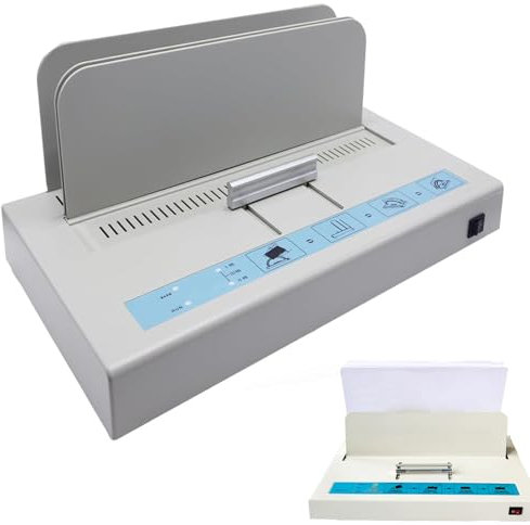 JLOZDM Heißschmelzadhäsive Bindemaschine, 500 Seiten, Automat. Klemmen, PTC - Keramik Heizsystem, 50 mm Bindestärke A3/A4, 380x183x240 mm, 4,1 kg, Ideal für Büros
