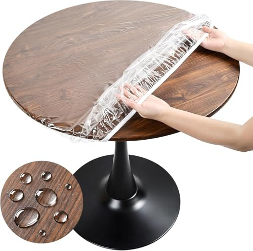 Transparent Tischdecke Rund TPU 70cm, Outdoor Wetterfest Gartentischdecke | 0.25mm Dicke Durchsichtige Tischdecke mit Gummizug, Wasserdicht & Fettdicht & Abwaschbar Tischschutzfolie